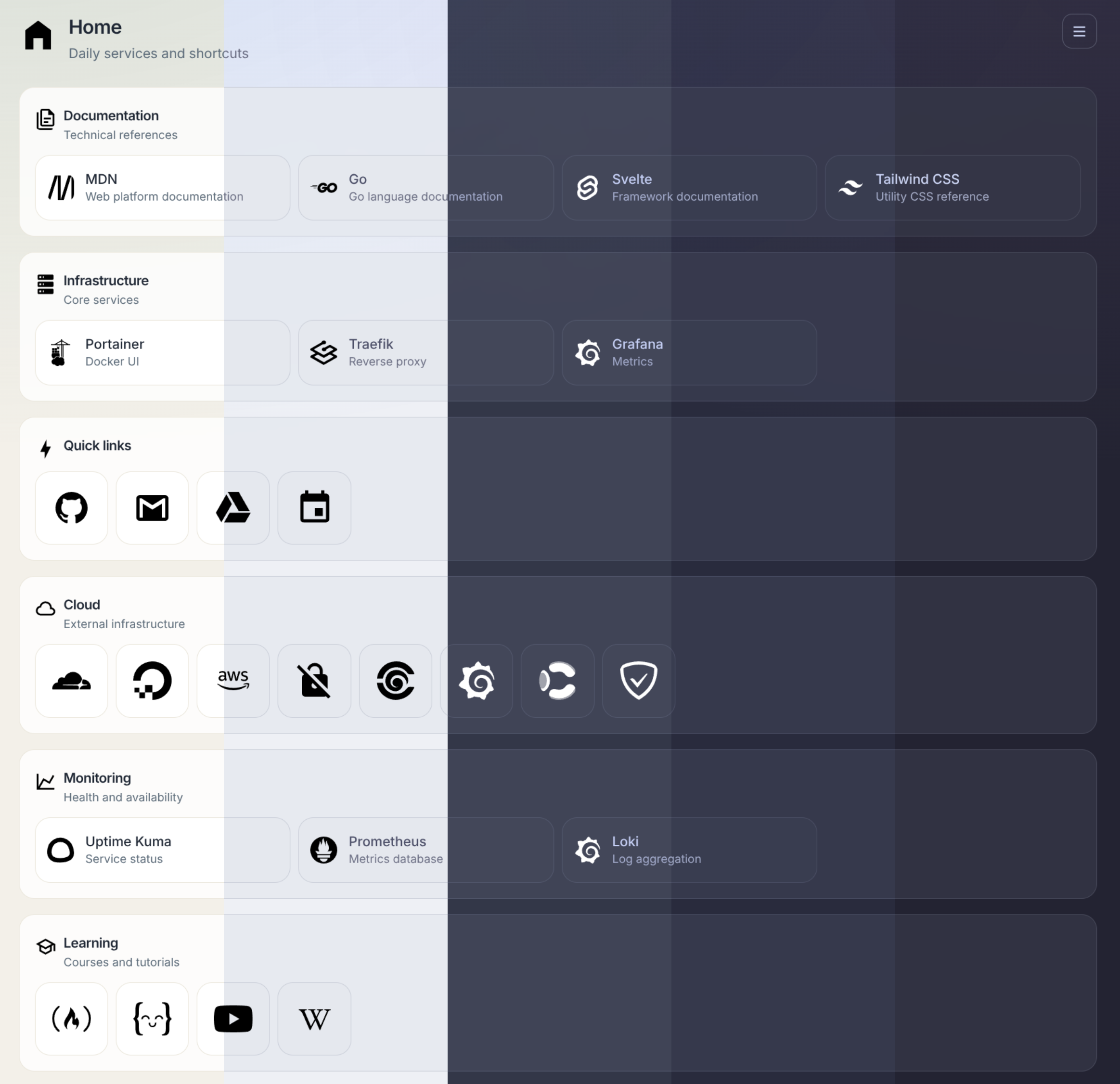 DashLit clean layout with light and dark themes